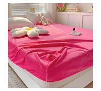 Drap-Housse élastique en Velours d'hiver, Couvre-Matelas, Molleton de Corail, Linge lit, Double, King, Queen Size, Protecteur(Rose Red,2xPillowcase)