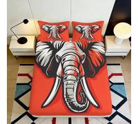 Drap Housse Élégant Éléphant Orange Microfibre 3D Printed Décoration Chambre Protection Matelas Cadeau Maison Mariage Anniversaire 90x200x25cm