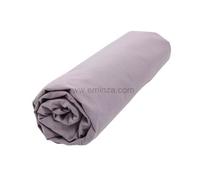 Drap housse - EMINZA - Uni - 180 x 200 cm - 100% coton - Violet lilas