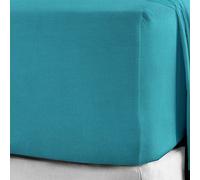 Drap-housse en 100 % coton flanelle brossé, bonnet très profond 40 cm, 100 % coton brossé, bleu sarcelle, Super king