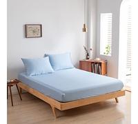 Drap-housse en bambou 100 % biologique adapté aux matelas jusqu'à 35 cm - 100 % doux - Toucher hôtel - (Sky Blue, 180 x 200)