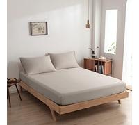 Drap-housse en bambou 100 % biologique - Convient pour les matelas jusqu'à 35 cm - 100 % doux - Toucher hôtel - (Soft Taupe, 180 x 200)