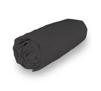 Drap housse en coton 160x200 cm PERCALE anthracite, par Soleil d'ocre