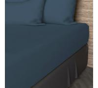 Drap Housse En Coton 57 Fils 160x200 Cm Uni Bleu Canard, Par Soleil D'ocre