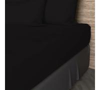 Soleil d'ocre, Drap Housse, Coton 57 Fils, Noir, 160x200 cm