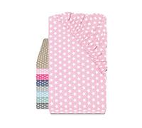 Drap-Housse en Coton à Carreaux Emily's - Motif étoiles All-Over 445.511, 60 x 120 cm, Rose