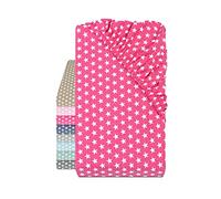 Drap-Housse en Coton à Carreaux Emily's - Motif étoiles sur Toute la Surface 445.511, 60 x 120 cm, Fuchsia
