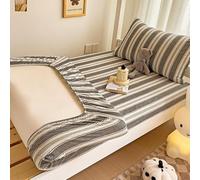 Drap-housse en coton à rayures - Protection de lit de luxe, douce et respirante, antidérapante, élastique à poches profondes, literie à rayures de couleur pure pour lits superposés pour dortoir