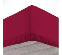 douceur d'intérieur, Drap Housse (140 x 190 cm) Biolina Bordeaux, 100% Coton Bio