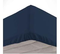 douceur d'intérieur, Drap Housse (160 x 200 cm) Biolina Bleu Nuit, 100% Coton Bio