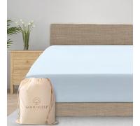 Drap-housse en coton égyptien 1000 fils au pouce carré, 1 drap-housse pour matelas double, drap-housse doux pour lit double, drap-housse confortable de 41 cm de profondeur, drap bleu clair.