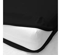 Drap-housse en coton égyptien avec fermeture éclair, poche de 30 cm de profondeur et 2 taies d'oreiller, 400 fils, protège-matelas de luxe sans plis - Noir uni, taille double 140 x 190 cm