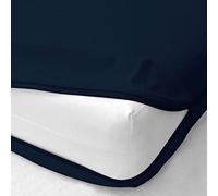 Drap-housse en coton égyptien avec fermeture éclair, poche de 32 cm de profondeur et 2 taies d'oreiller, 400 fils, protège-matelas de luxe sans plis - Bleu marine uni, taille double 140 x 190 cm