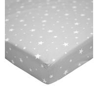 Drap-housse en coton stella gris, imprimé blanc 90X190