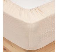Atmosphera – Drap housse Flora – Gaze de coton – Lin 140x190 cm