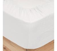 Drap Housse en Gaze de Coton "Flora" 140x190cm Blanc