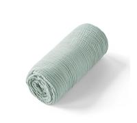 Drap housse uni en gaze de coton vert de gris 90X200