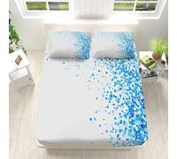 Drap Housse en Microfibre 140x190 cm Bonnet de 30 cm, Pois Fantaisie Drap Housse Housse de Matelas Doux Respirant avec Une Rebord Élastique LumièRe ColoréE Drap de lit Facile à Nettoyer