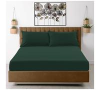 Drap-Housse en Microfibre pour lit Double, Poches Profondes de 25 cm, Infroissable, résistant au rétrécissement, à la décoloration et aux Plis, Lavable en Machine, Vert foncé
