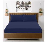 Drap-Housse en Microfibre pour lit Double, Poches Profondes de 25 cm, Infroissable, résistant au rétrécissement, à la décoloration et aux Plis, Lavable en Machine - Bleu Marine