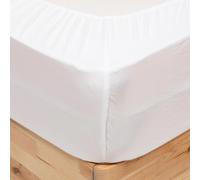 Atmosphera – Drap housse Priscia microfibre aspect coton lavé 140x190 cm blanc