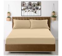 Drap-Housse en Microfibre Unie pour lit Simple 91 x 193 cm, Facile d'entretien, résistant aux Plis et à la décoloration, Beige