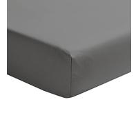 Drap-Housse en Percale de Coton, Première, Basalte, 90x200 cm, Bonnet 40 cm, Essix