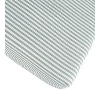 Drap housse en percale de coton Rayé Bleu Ardoise (70 x 140 cm)