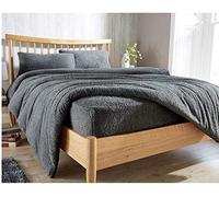 Drap-housse en polaire sherpa, thermique et chaud pour l'hiver - Pour lit simple, double, king size, super king size (gris foncé, double)