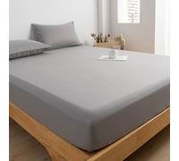 Drap-Housse en Polyester Doux - 25 cm - Lavable en Machine - Gris - Lit Simple