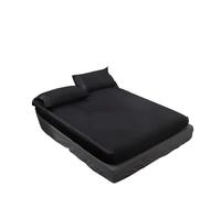 Drap-Housse en Soie Drap-Housse en Satin de Soie, Couleur Unie, Housse Matelas, Bande élastique, Drap lit, King Size Queen(Color 1,King 198x203x30cm)