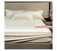 Drap-Housse en Soie Drap-Housse en Soie avec Bandes élastiques for Matelas Simple, Double, Queen Size, King, 120/140/160/180(White,198x203x30CM)