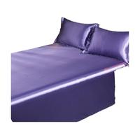 Drap-Housse en Soie Parure de lit en Soie, Drap-Housse, Drap Plat, taie d'oreiller, Double, Queen Size, King, Soyeux(Color 7,Twin Size 4pcs)