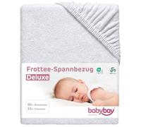 Drap-housse en tissu éponge babybay adapté aux modèles Maxi, Midi, Boxspring, Comfort et Comfort Plus, blanc, 89 x 50 cm (1 pack)