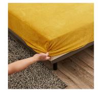 Drap-Housse en Tissu Velours Extensible uni 9 Couleurs, Couvre-lit élastique Doux, Housse de Matelas, protège-Linge lit, Drap-Housse(Color 9,180X220X25CM)
