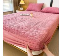 Drap-housse en velours doux, antidérapant et lavable, pour grand lit/très grand lit, protecteur de literie en peluche, épais et confortable pour toutes les saisons (150 x 200 cm)