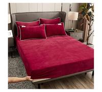Drap-Housse en Velours épais et Chaud for l'hiver, Couvre-lit Peluche avec Bande élastique, Drap de lit Doux, Protection Couverture Matelas(Purple,120x200x25cm 3pcs)