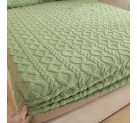 Drap-housse en velours et en flanelle et velours pour l'hiver, doux et fin, en polaire, chaud, antidérapant, uni, chaud et confortable, en peluche douce pour grand lit (vert, 180 x 200 cm)