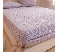 Drap-housse en velours et en flanelle et velours pour l'hiver, doux et fin, en polaire, chaud, antidérapant, uni, chaud et confortable, en peluche douce pour grand lit (violet, 150 x 200 cm)