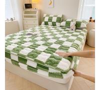 Drap-housse en velours, housse de protection pour matelas en velours doux avec poche profonde de 30,5 cm, respirant, drap-housse élastique (très grand lit, 180,3 x 200,7 cm, vert)
