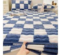 Drap-housse en velours, housse de protection pour matelas en velours doux avec poche profonde de 30,5 cm, respirant, élastique ajusté (très grand lit californien, 200,7 x 221 cm, bleu)
