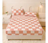 Drap-housse en velours, housse de protection pour matelas en velours doux avec poche profonde de 30,5 cm, respirant, drap-housse élastique (très grand lit, 180,3 x 200,7 cm, rose)
