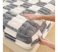 Drap-housse en velours, housse de protection pour matelas en velours doux avec poche profonde de 30,5 cm, respirant, drap-housse élastique (très grand lit, 180,3 x 200,7 cm, gris)