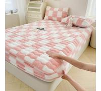 Drap-housse en velours, housse de protection pour matelas en velours doux avec poche profonde de 30,5 cm, surmatelas élastique ajusté (lit simple, 89 x 200,7 cm, rose)