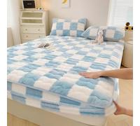Drap-housse en velours, housse de protection pour matelas en velours doux avec poche profonde de 30,5 cm, respirant, élastique ajusté (lit simple, 89 x 200,7 cm, bleu clair)