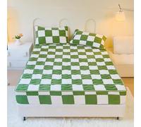Drap-housse en velours, housse de protection pour matelas en velours doux avec poche profonde de 30,5 cm, respirant, drap-housse élastique (grand lit, 150 x 200,7 cm, vert)
