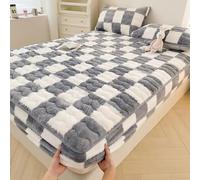 Drap-housse en velours, housse de protection pour matelas en velours doux avec poche profonde de 30,5 cm, surmatelas élastique ajusté (lit simple, 89 x 200,7 cm, gris)
