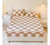 Drap-housse en velours, housse de protection pour matelas en velours doux avec poche profonde de 30,5 cm, respirant, drap-housse élastique (grand lit, 150 x 200,7 cm, kaki)