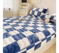 Drap-housse en velours, housse de protection pour matelas en velours doux avec poche profonde de 30,5 cm, respirant, élastique ajusté (lit simple, 89 x 200,7 cm, bleu)