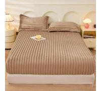 Drap-Housse En Velours Queen, Draps-Housses Doux Et Moelleux, Housse De Drap Chaude Pour L'hiver, Housse De Protection Matelas Chauffante à Accumulation Rapide Avec Taies(Brown,78.74*86.61in)